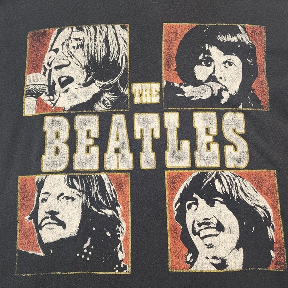 The Beatles Men's Black Band Graphic Tee Shirt Regular Fit Short Sleeve, sz XL - Picture 7 of 8